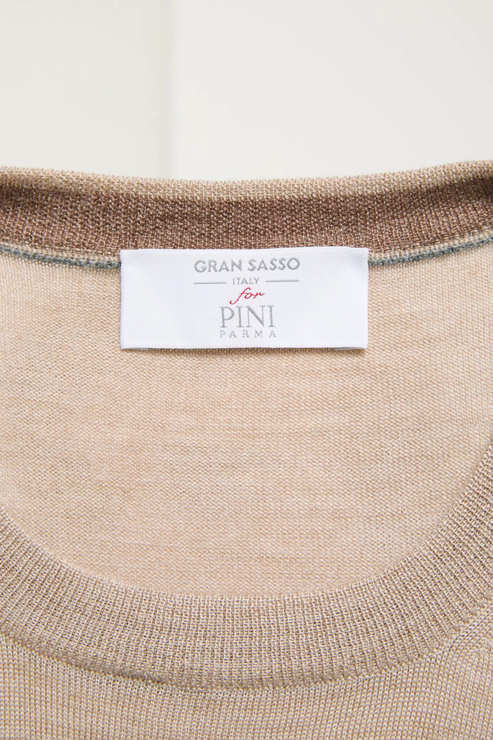 men pini parma x gran sasso sand round neck made in italy in wool and silk