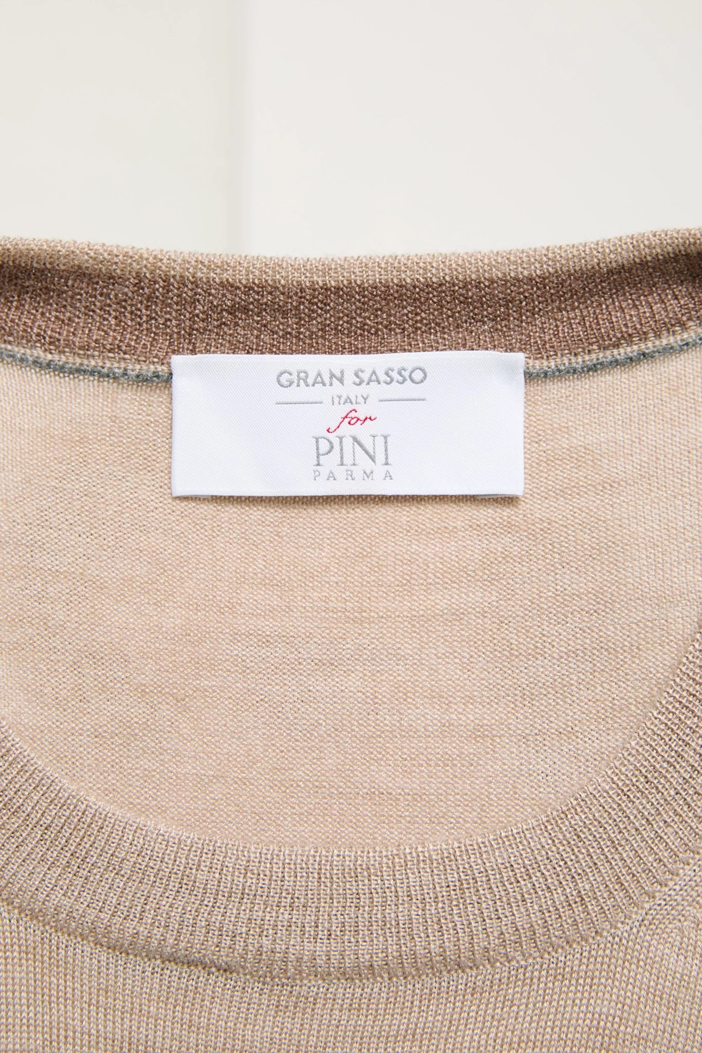 men pini parma x gran sasso sand round neck made in italy in wool and silk