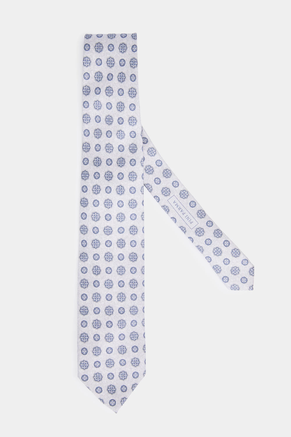 men pini parma light grey tie with floral details made in italy 