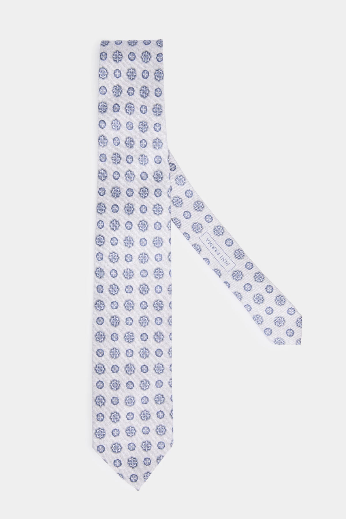 men pini parma light grey tie with floral details made in italy 
