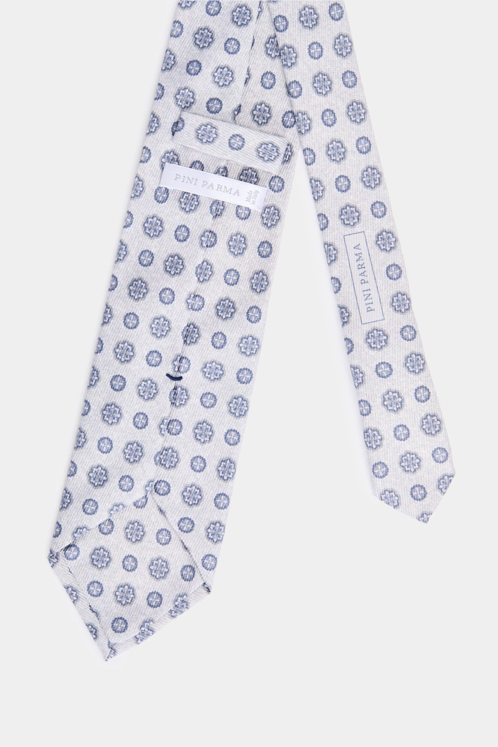 men pini parma light grey tie with floral details made in italy 