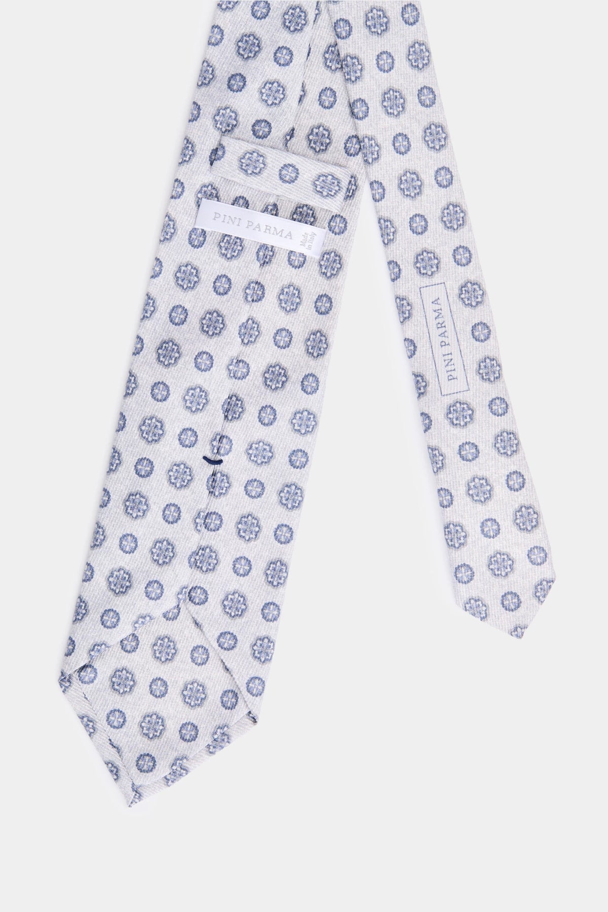 men pini parma light grey tie with floral details made in italy 