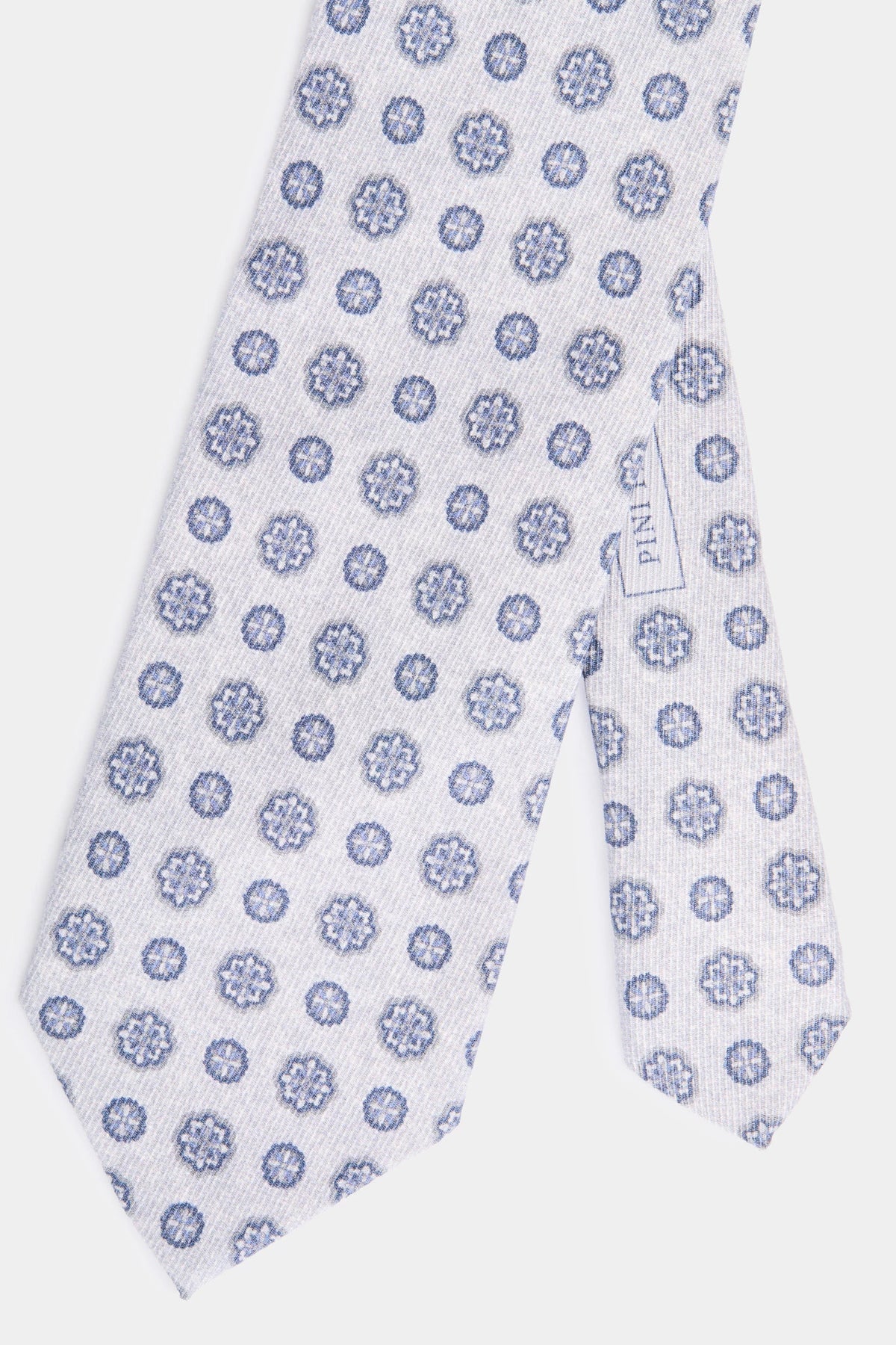 men pini parma light grey tie with floral details made in italy 