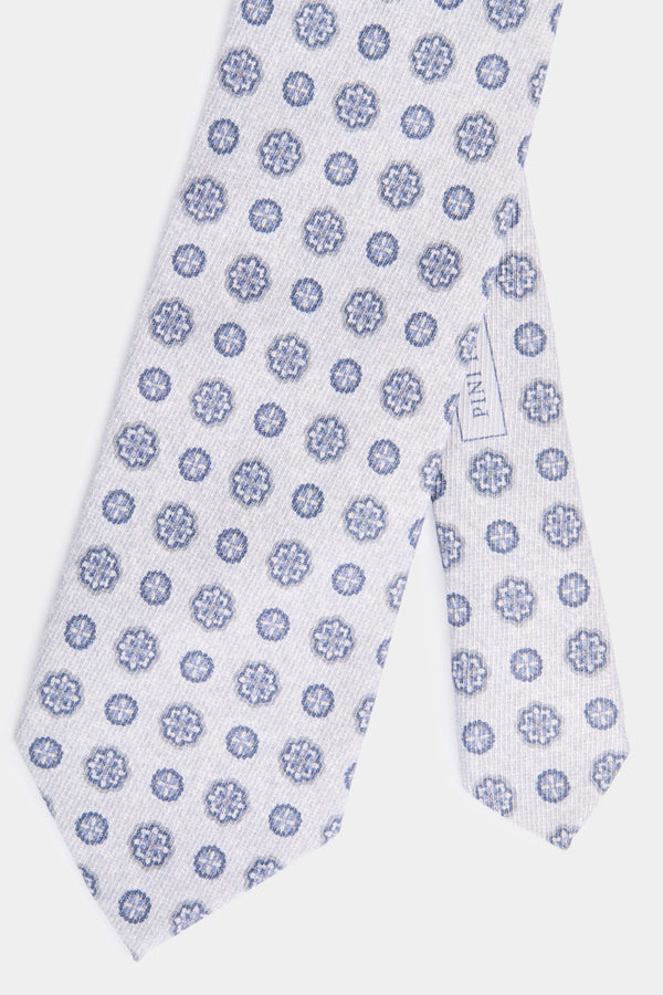 men pini parma light grey tie with floral details made in italy 