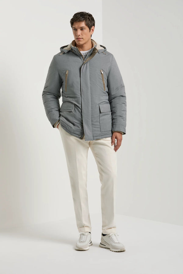 Pini Parma made in Italy men sky grey technical parka outwear