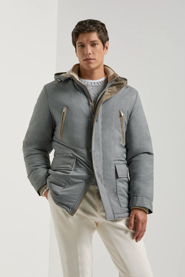 Pini Parma made in Italy men sky grey technical parka outwear