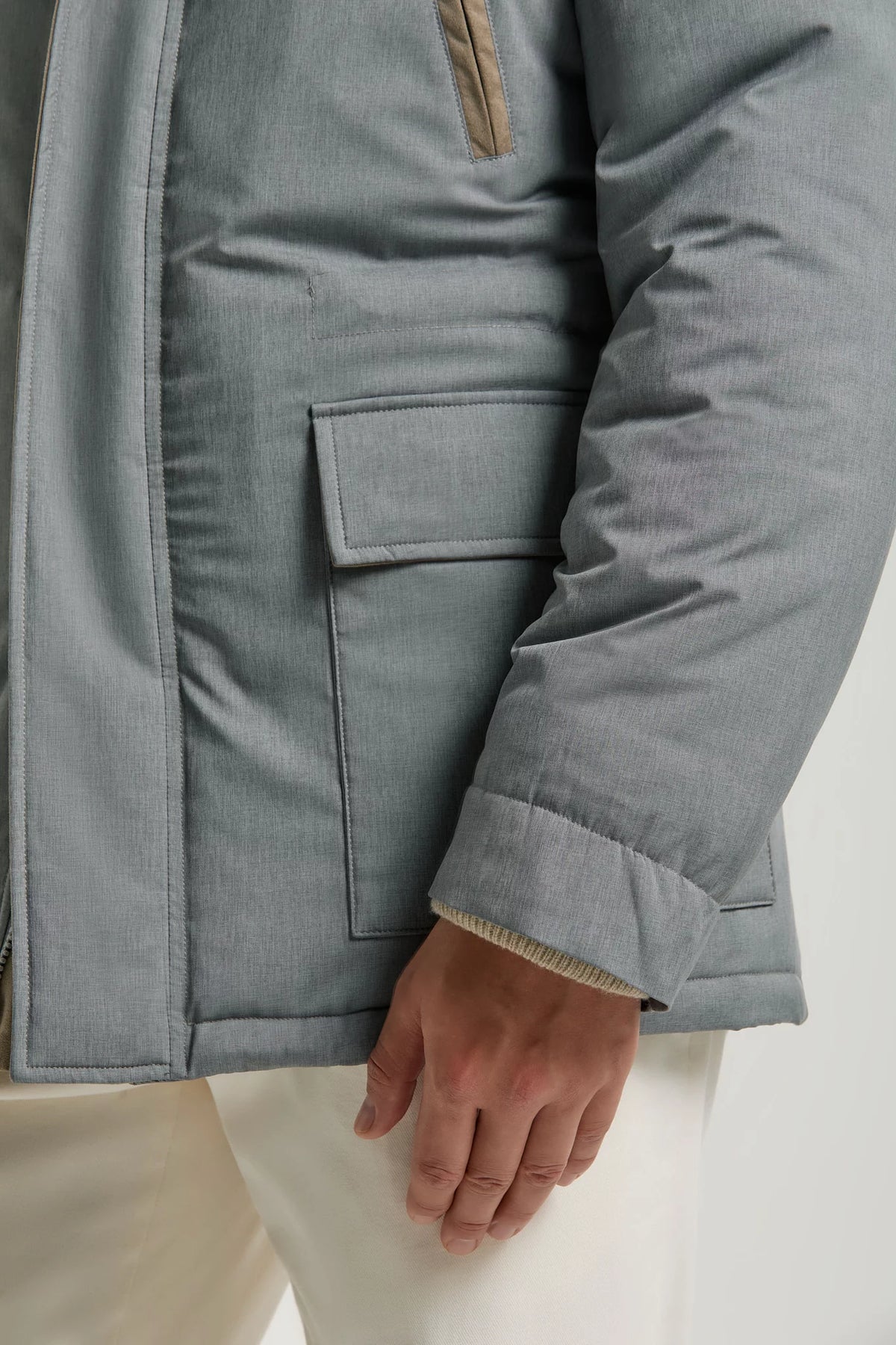 Pini Parma made in Italy men sky grey technical parka outwear