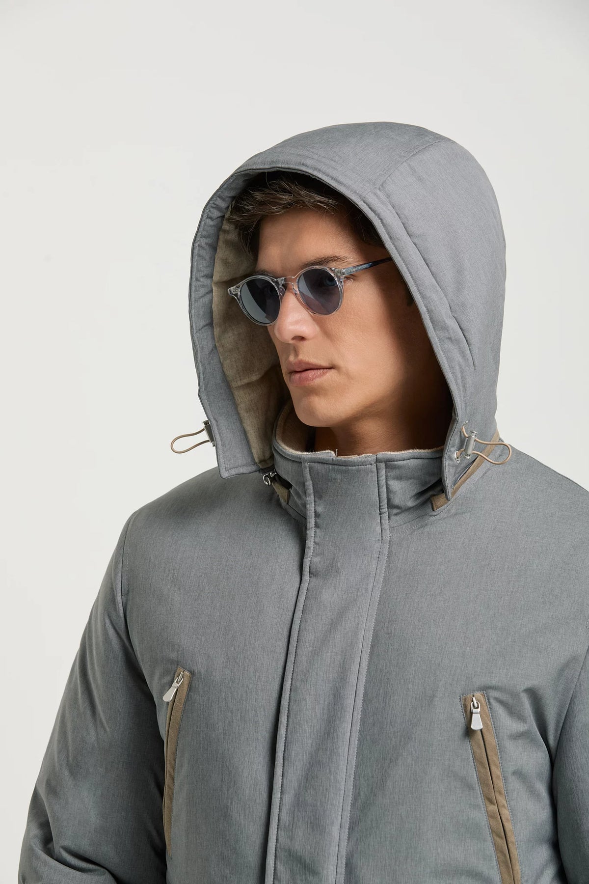 Pini Parma made in Italy men sky grey technical parka outwear