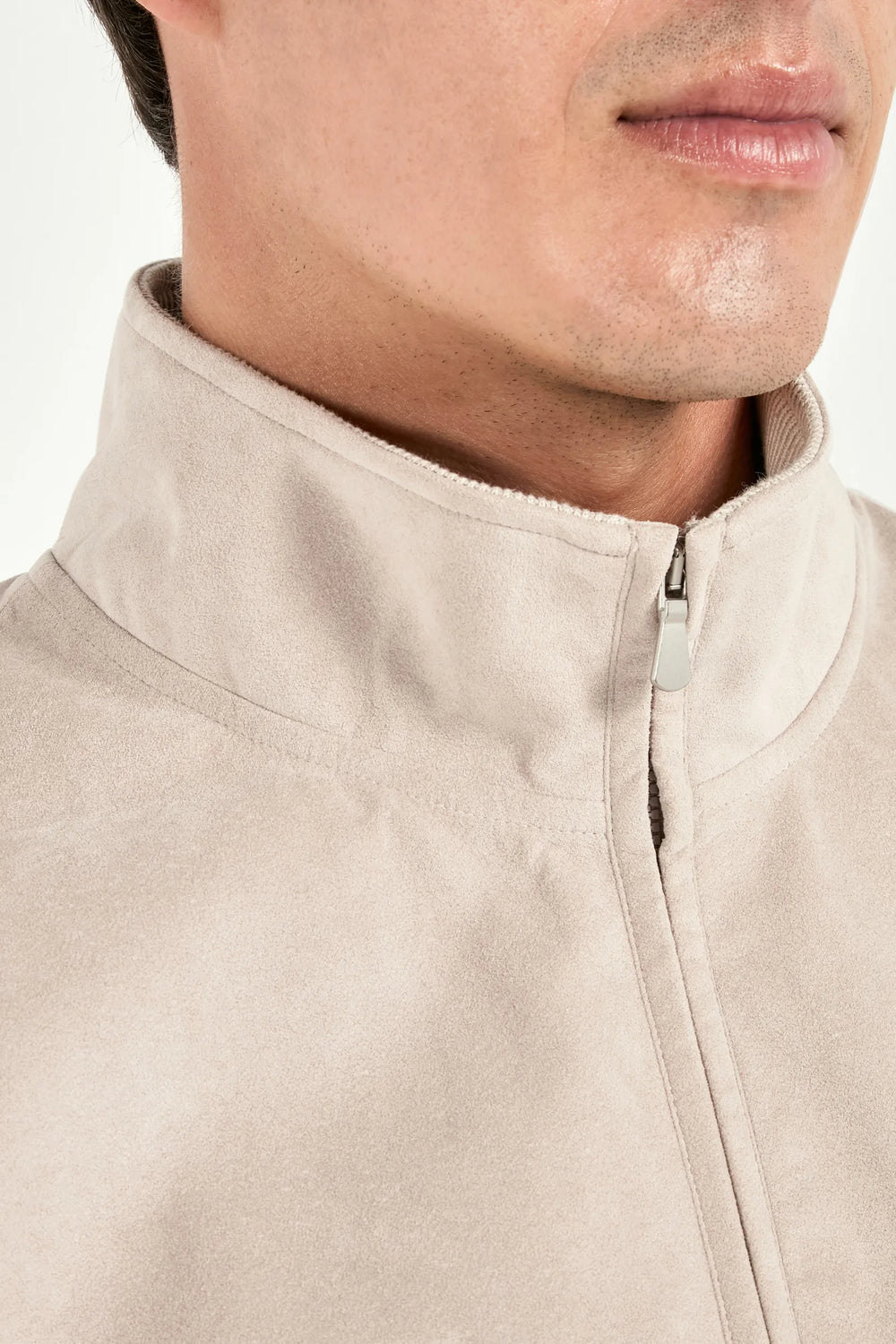 Men Pini Parma beige vest made in italy in alcantara 