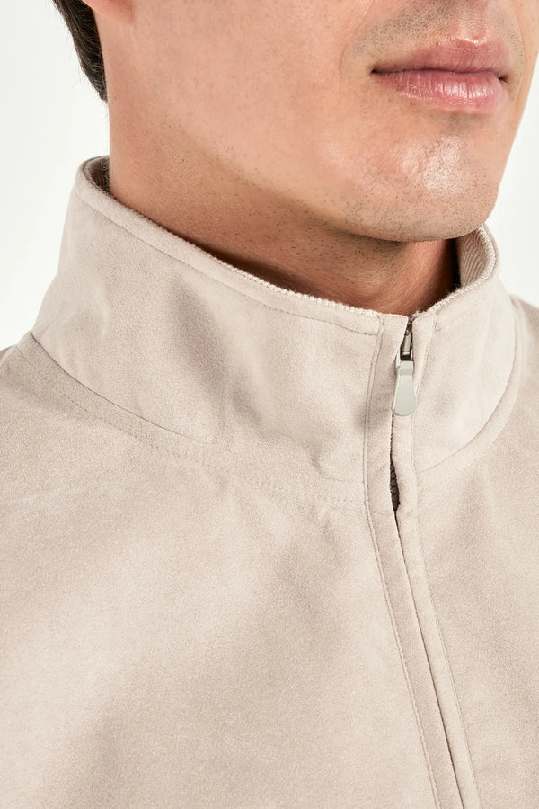 Men Pini Parma beige vest made in italy in alcantara 