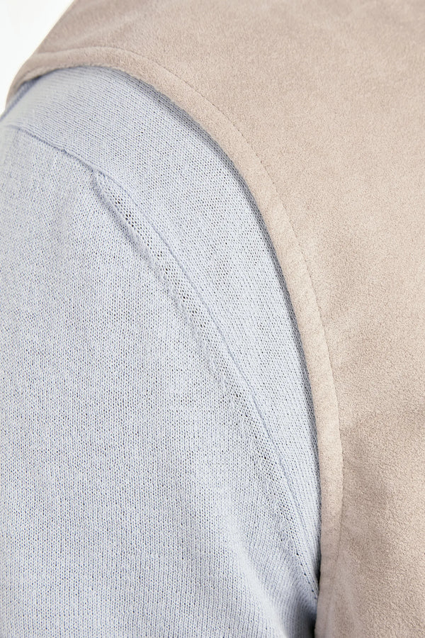 Men Pini Parma beige vest made in italy in alcantara 