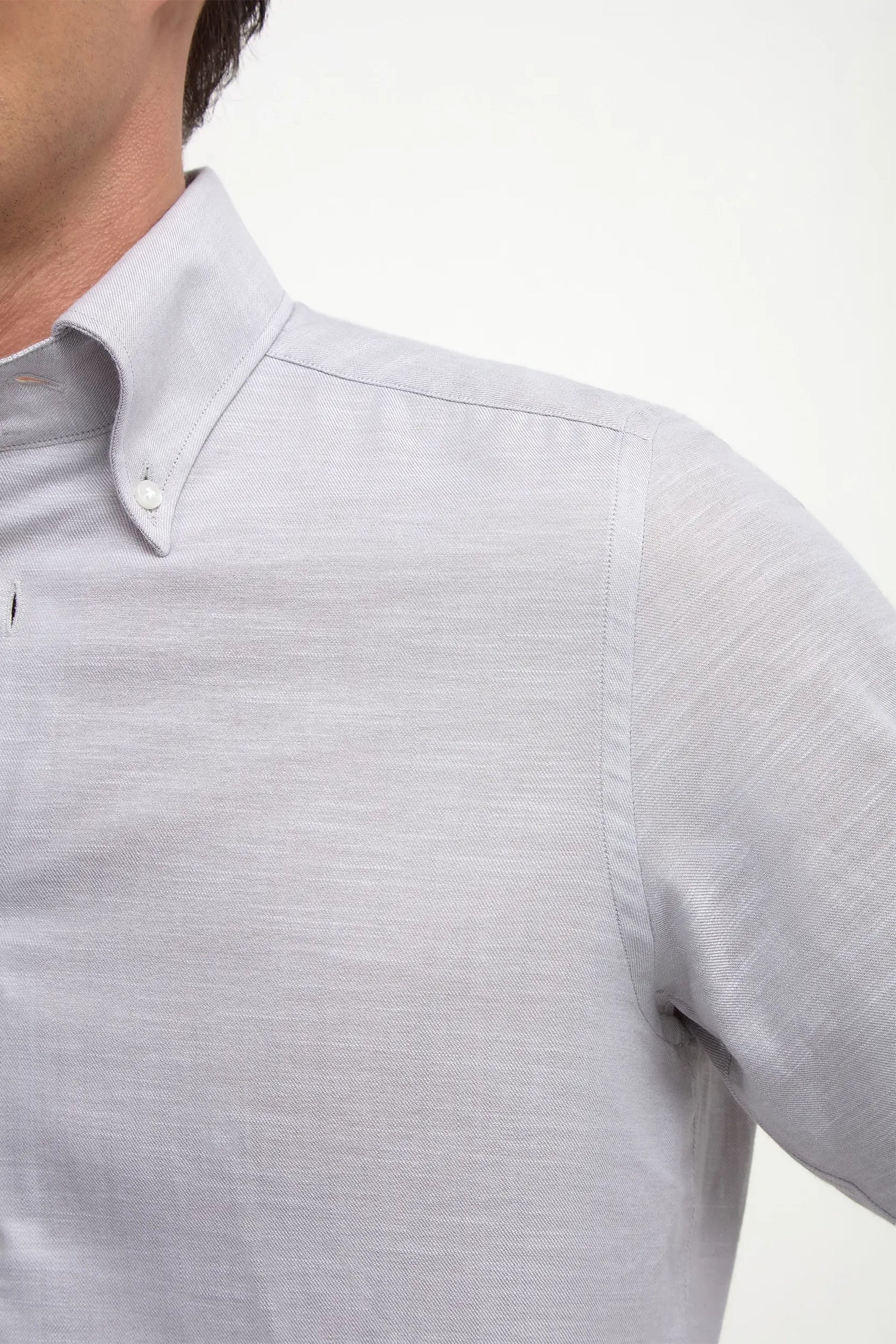 Camicia button down in chambray Stone - Made in Italy
