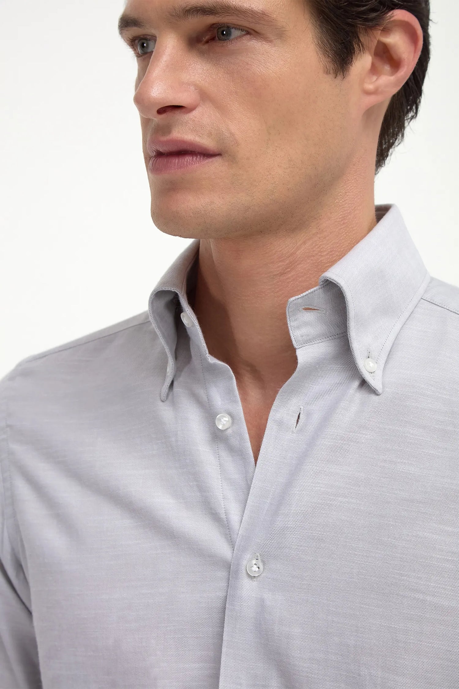 Camicia button down in chambray Stone - Made in Italy