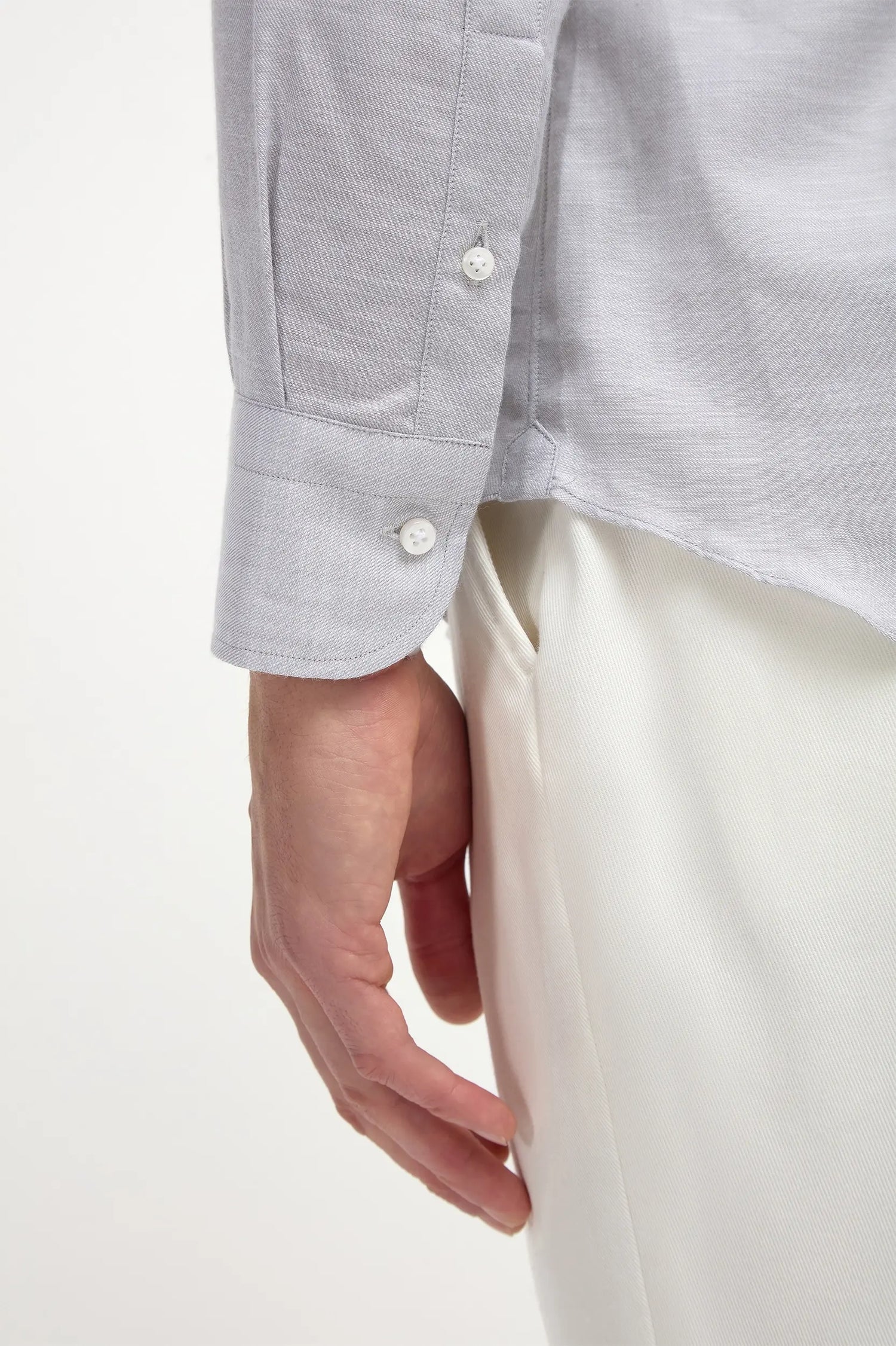 Camicia button down in chambray Stone - Made in Italy