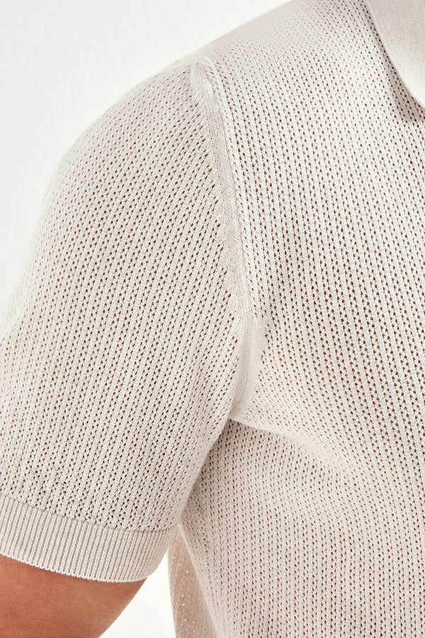 Men Pini Parma stone polo cardigan, knitwear, made in italy in cotton 