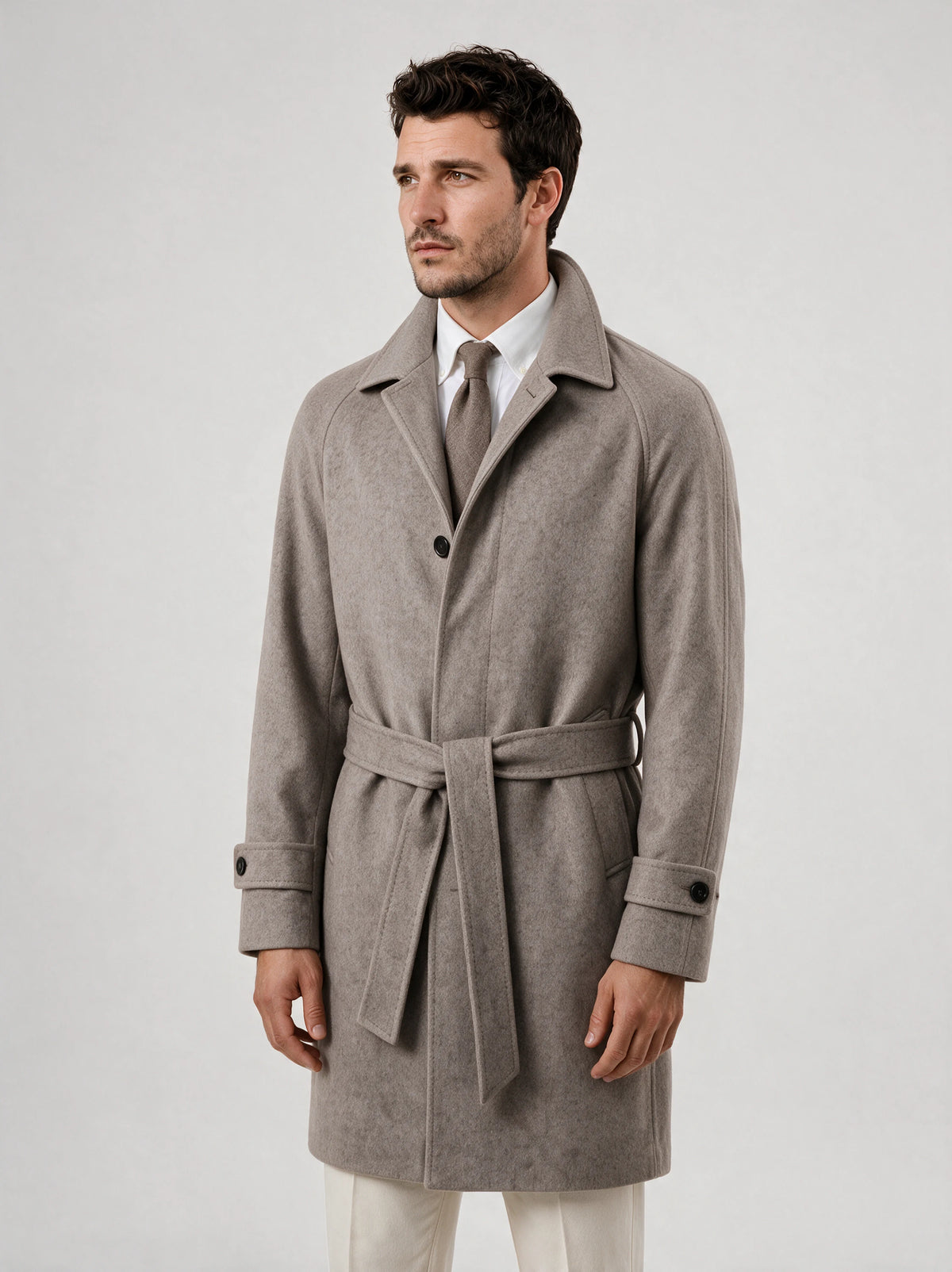 Light taupe raglan coat - Made in Italy