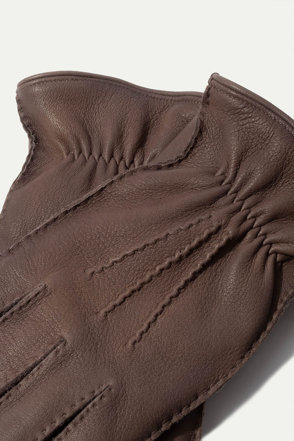 Taupe Cashmere Lined Deerskin Leather Gloves - Made in Italy Taupe Cashmere Lined Deerskin Leather Gloves - Made in Italy