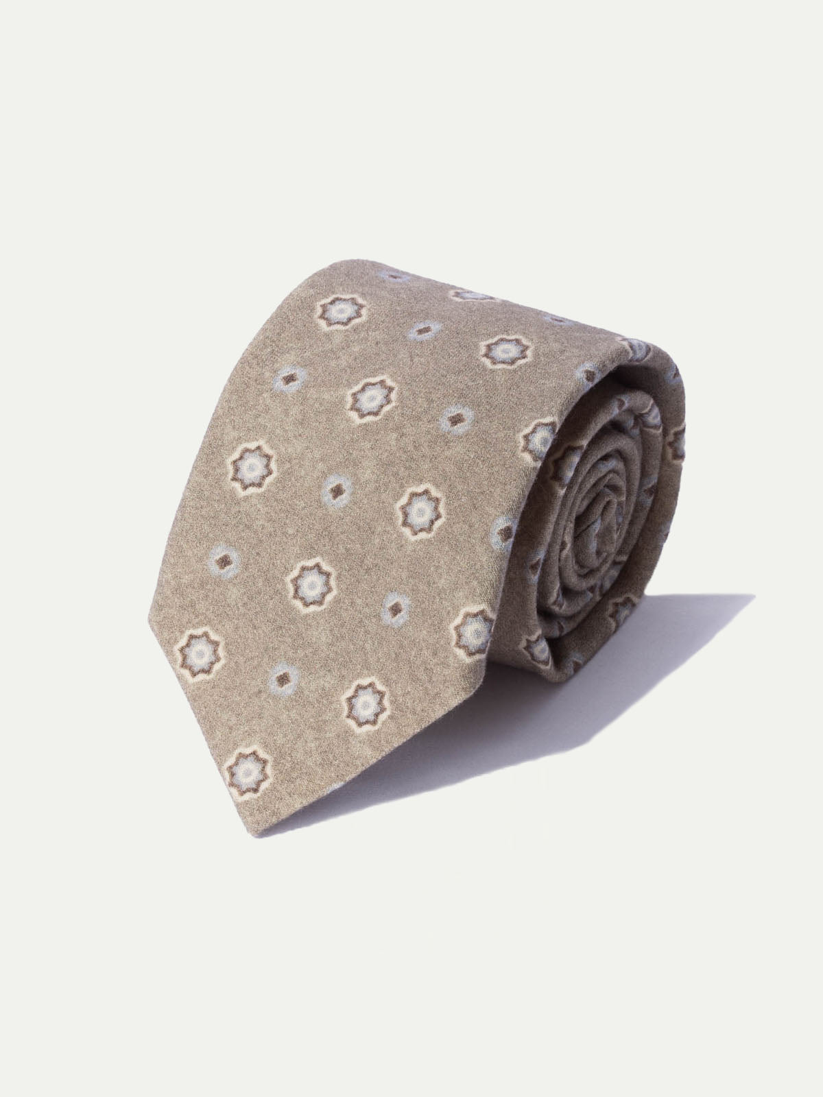 taupe patterned tie, taupe winter tie, taupe tie