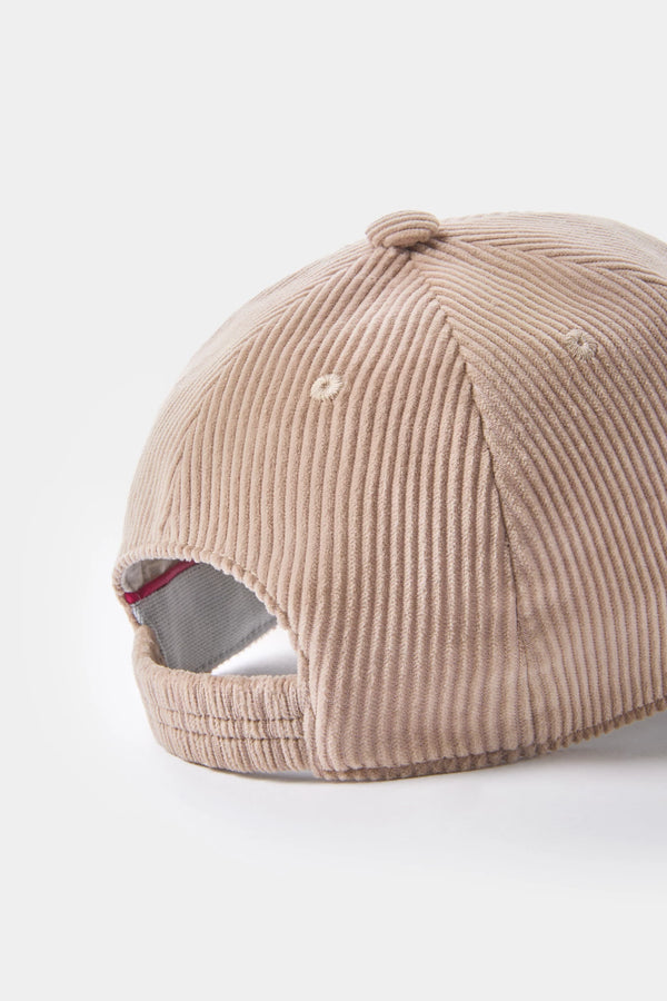 Pini Parma Made in Italy men taupe corduroy baseball cap