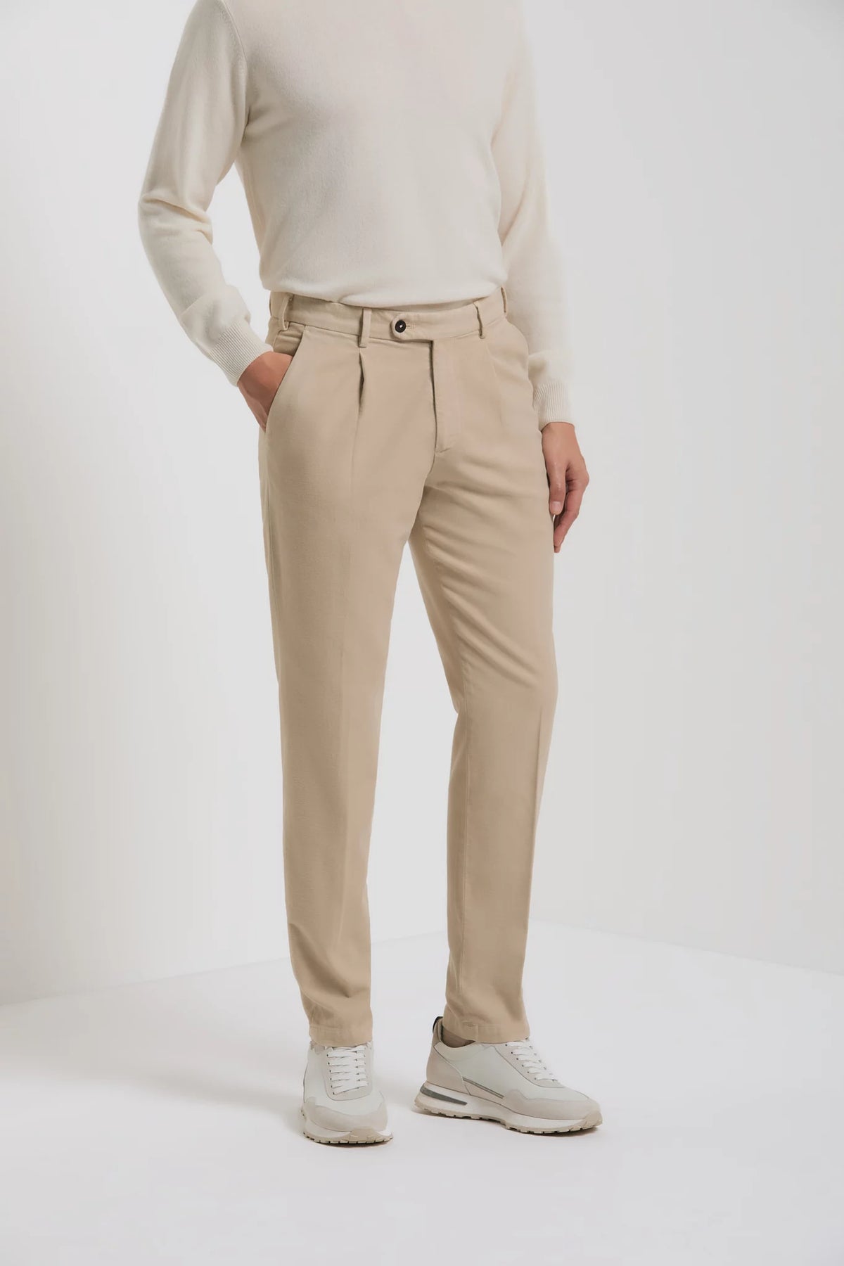 men pini parma taupe trousers made in italy in cotton and silk 