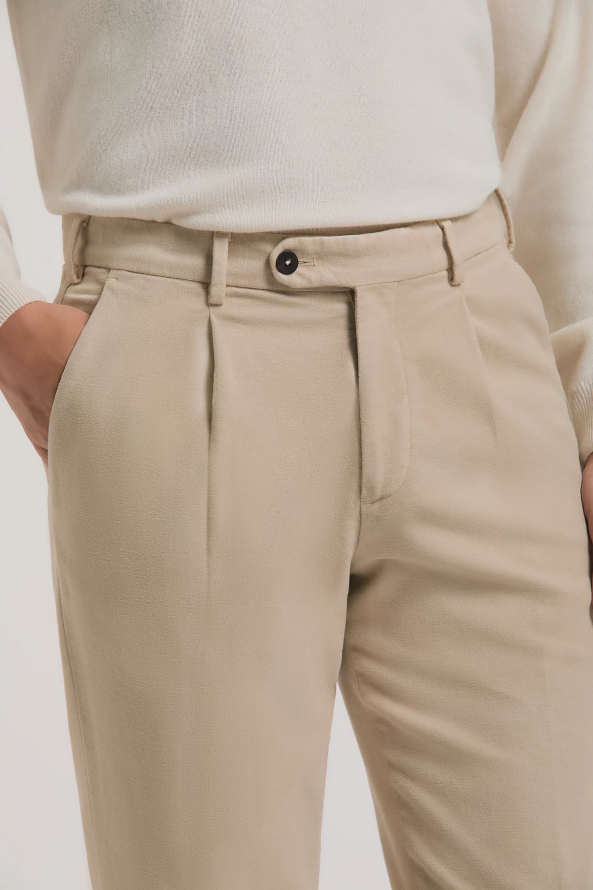 men pini parma taupe trousers made in italy in cotton and silk 