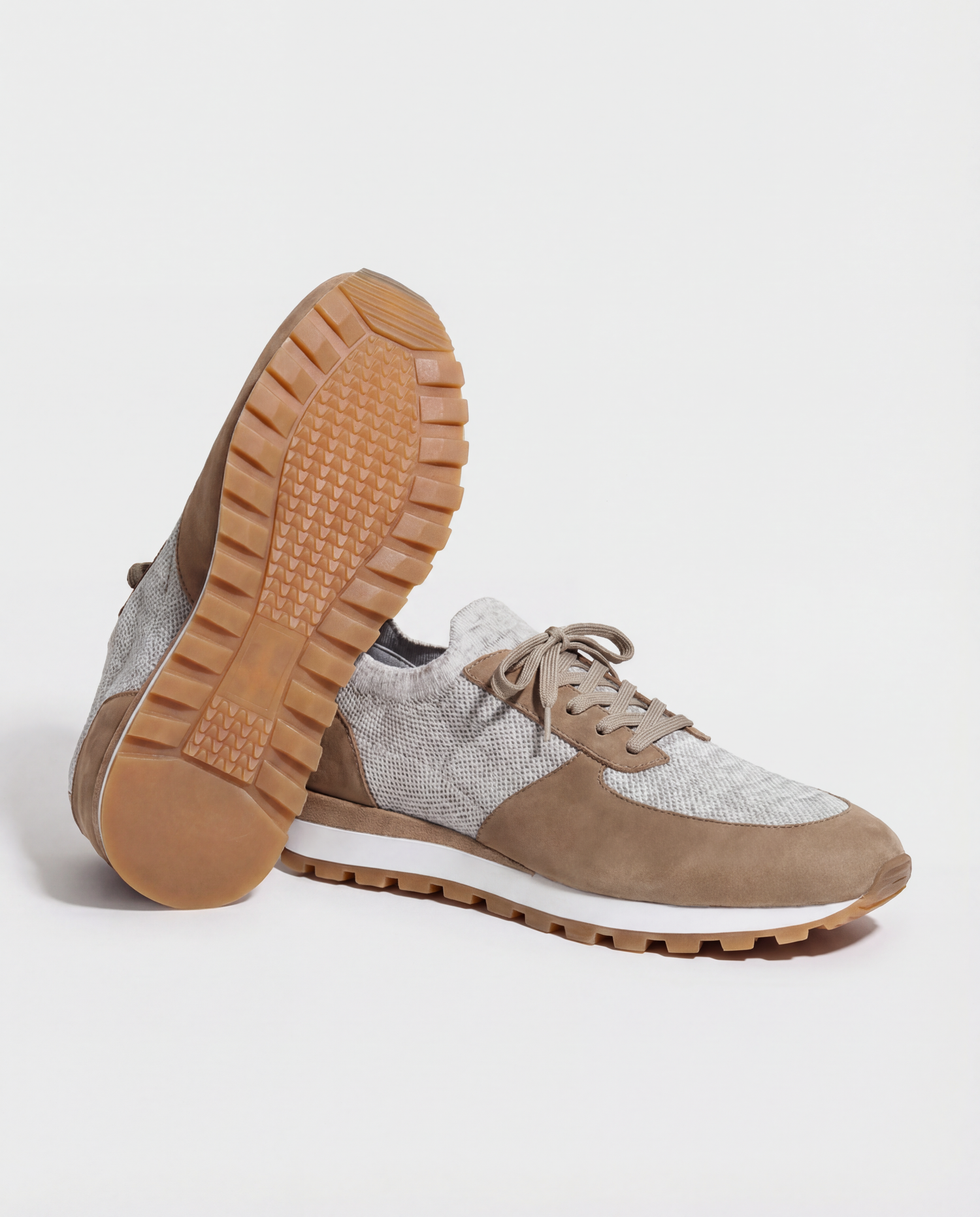 men Pini Parma taupe and grey sneakers made in italy in leather 