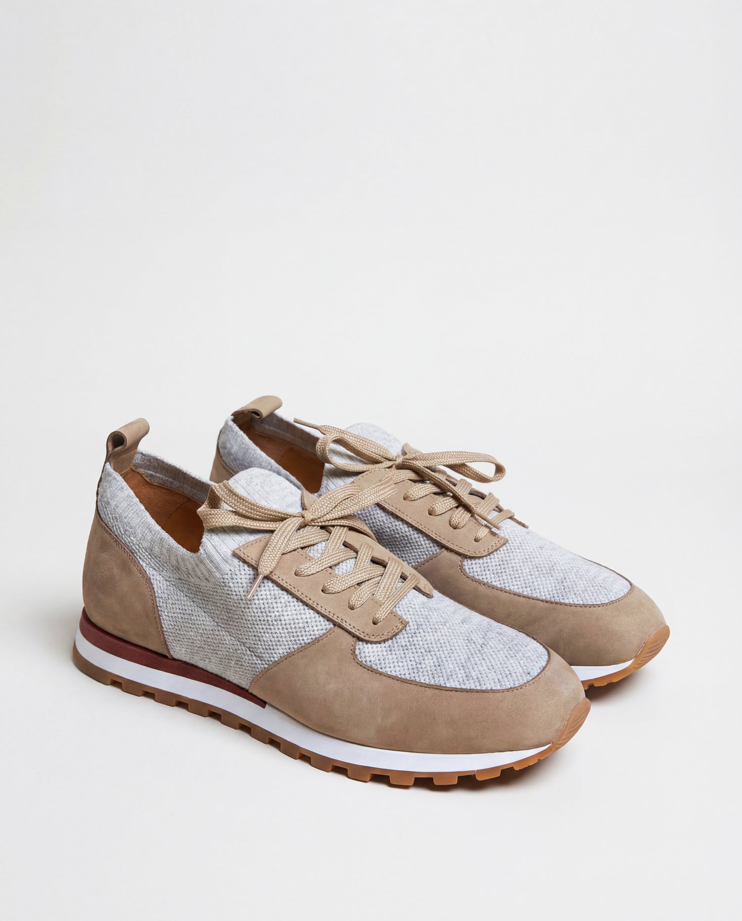 men Pini Parma taupe and grey sneakers made in italy in leather 