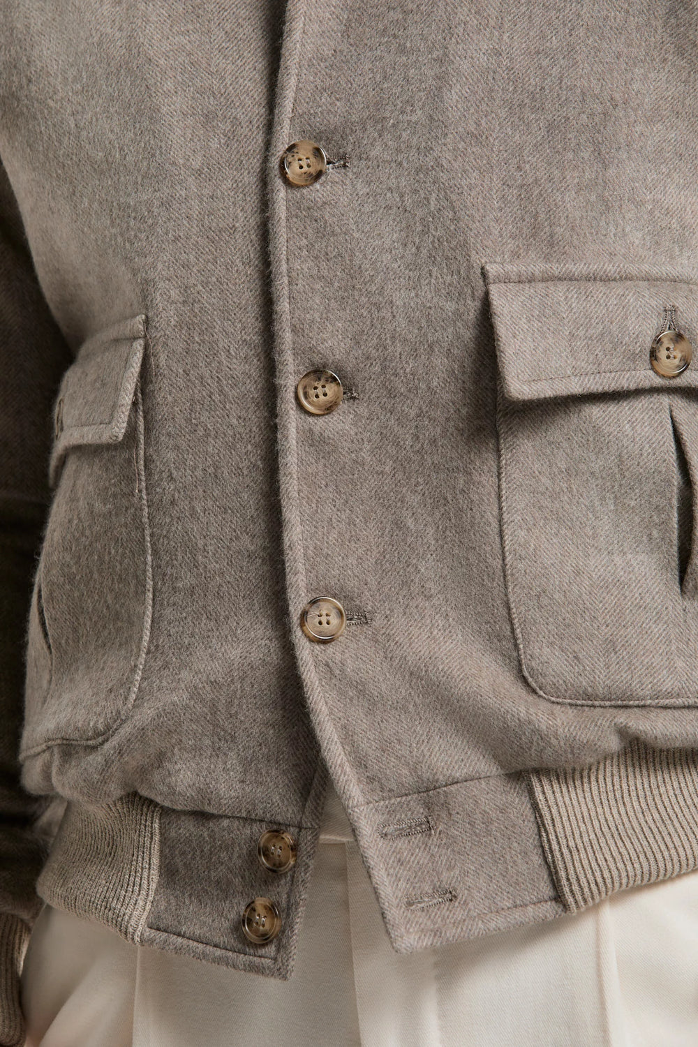 men pini parma taupe bomber with herringbone made in italy in wool 