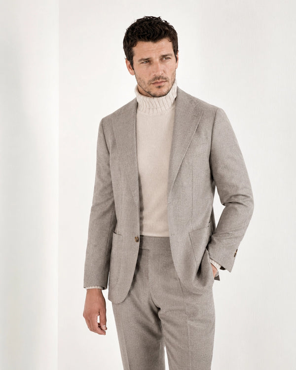 Taupe houndstooth suit - Made in Italy