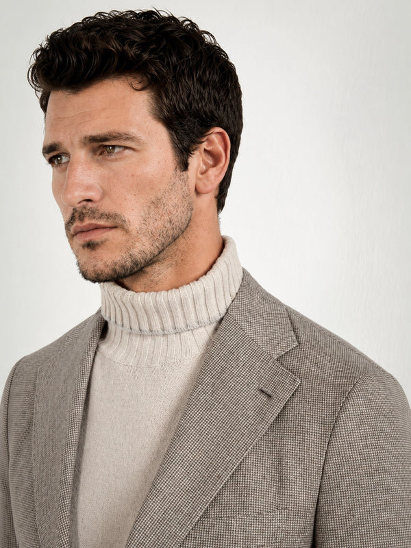 Taupe houndstooth suit - Made in Italy