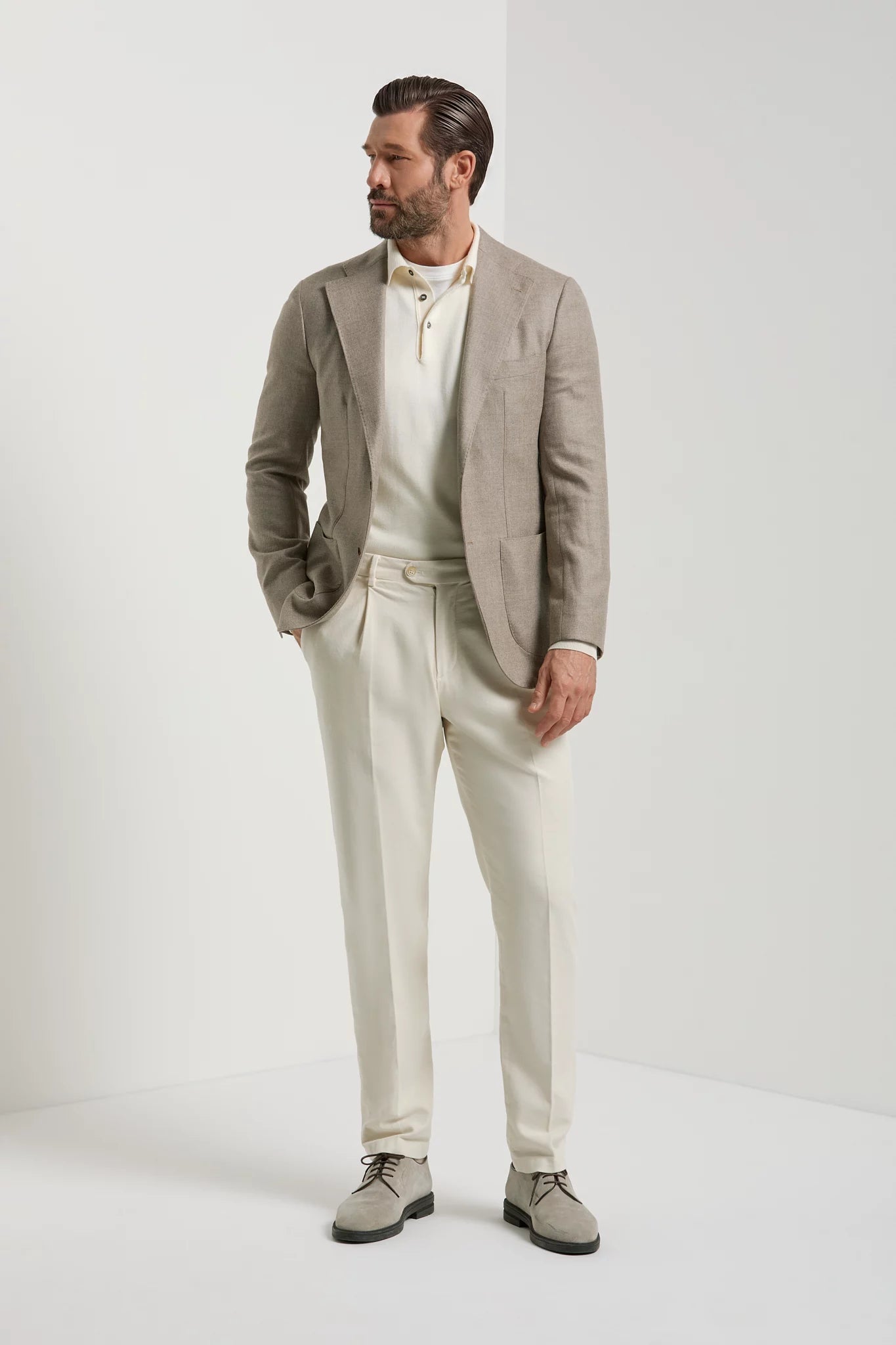 Giacca tortora in lana e cashmere - Made in Italy