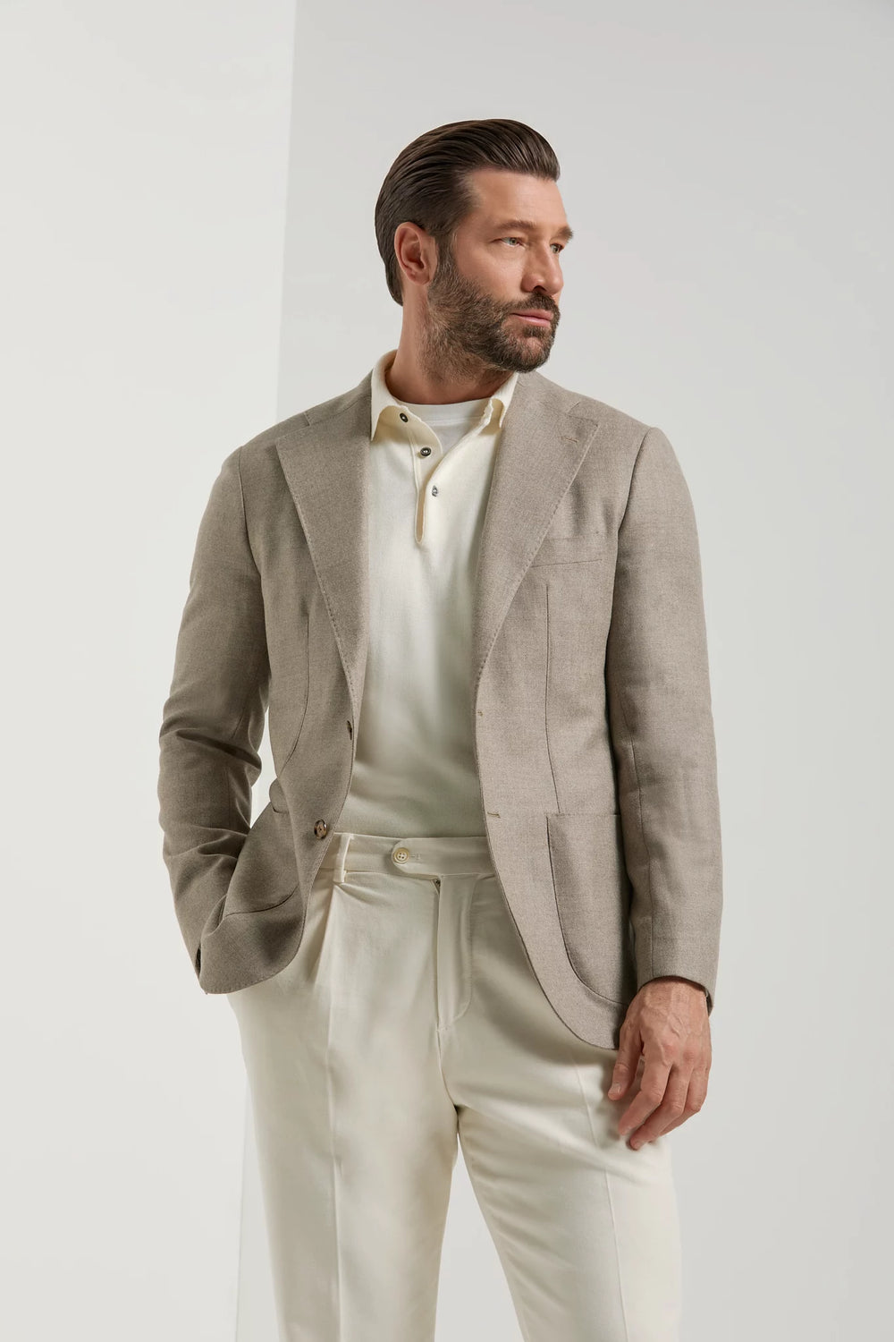 Giacca tortora in lana e cashmere - Made in Italy