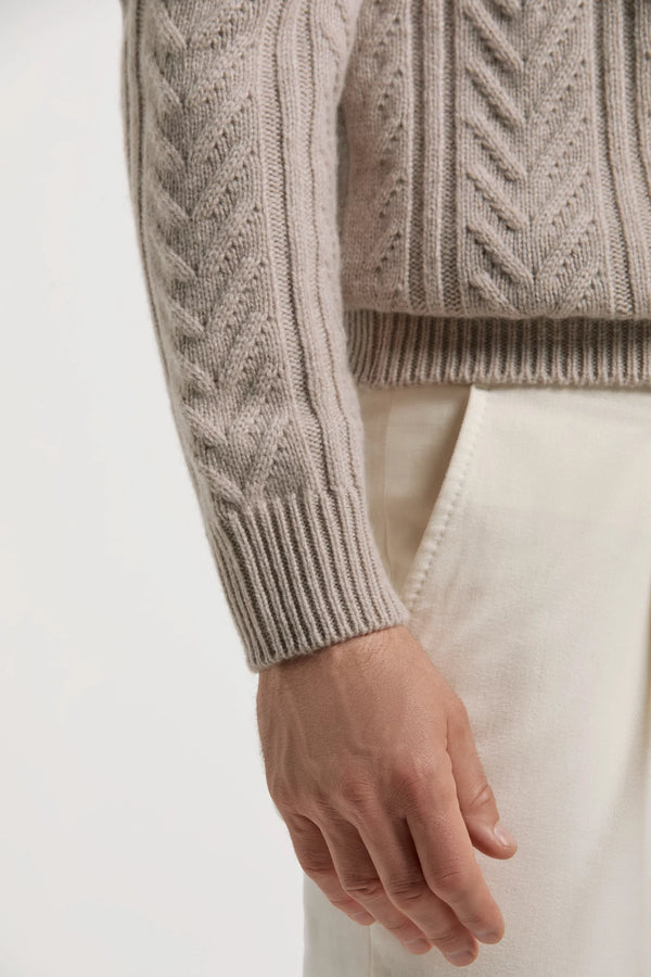 Pini Parma made in Italy men taupe jaquard half zip sweater
