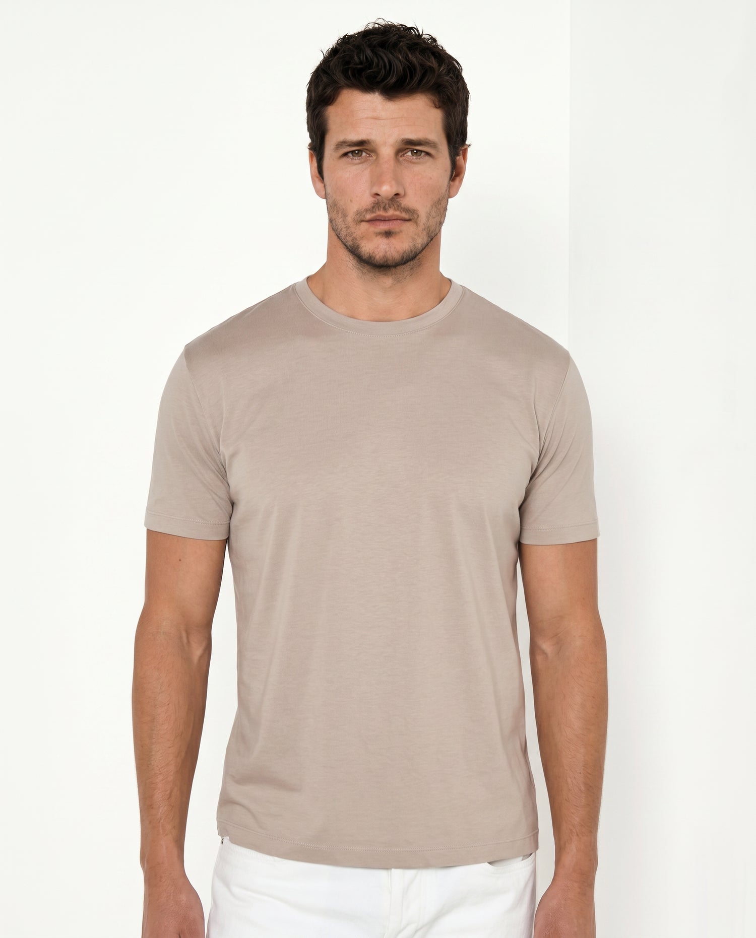 Pini Parma Men Italy taupe jersey t-shirt casual