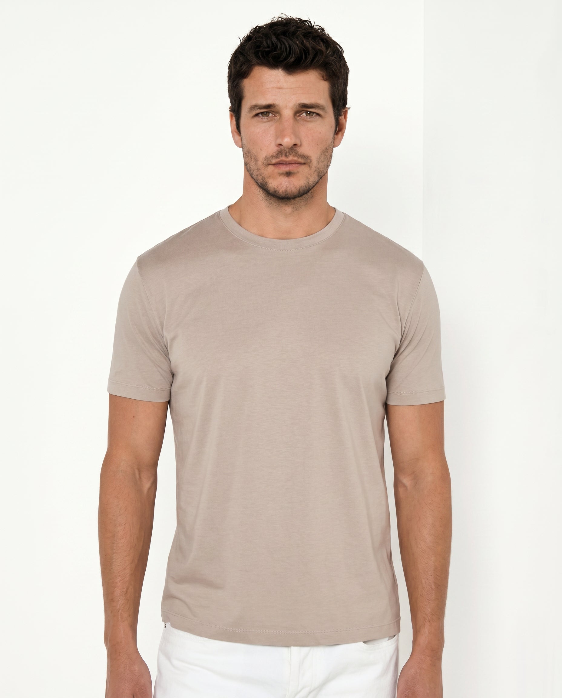 Pini Parma Men Italy taupe jersey t-shirt casual