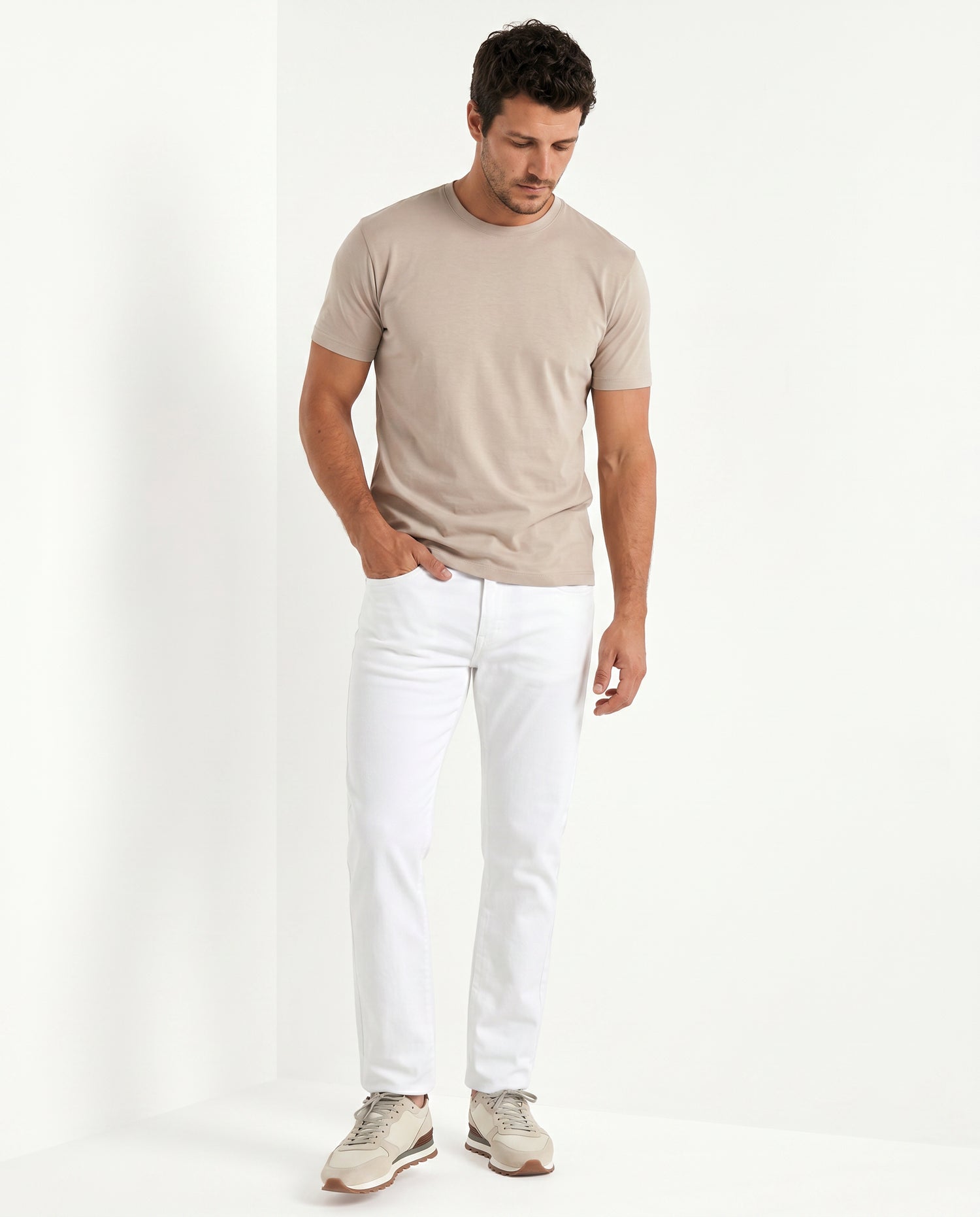 Pini Parma Men Italy taupe jersey t-shirt casual