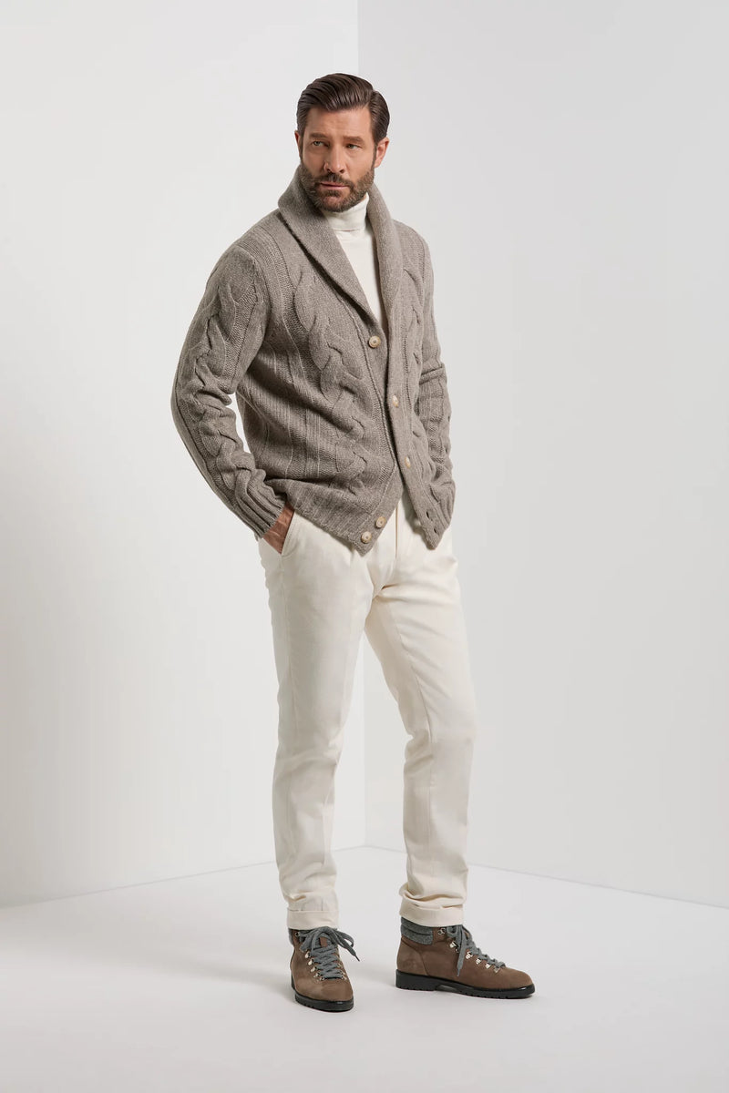 Pini Parma Made in italy men taupe knitted cardigan winter fall