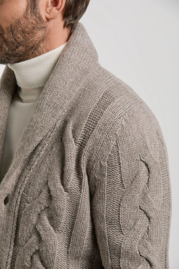 Pini Parma Made in italy men taupe knitted cardigan winter fall