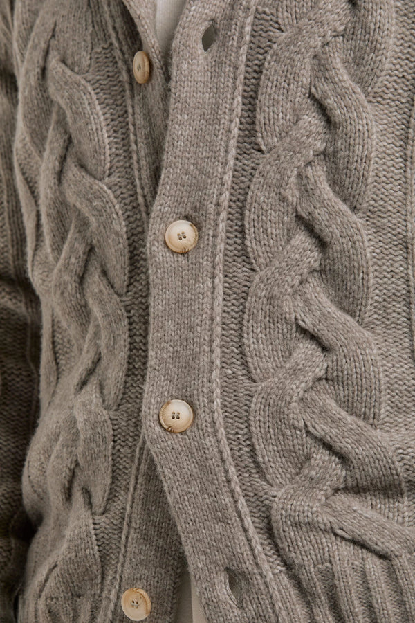 Pini Parma Made in italy men taupe knitted cardigan winter fall