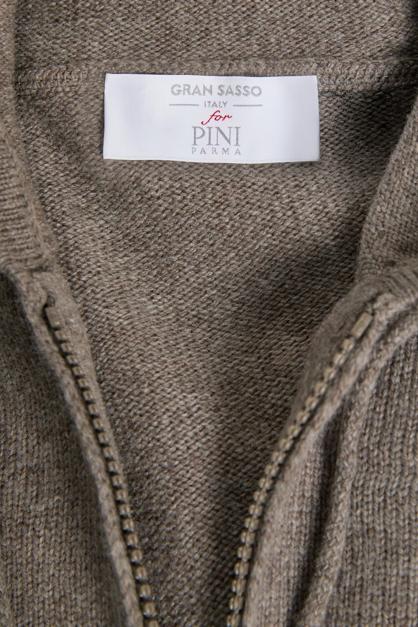 Pini Parma made in Italy men taupe knitted hoodie sweater