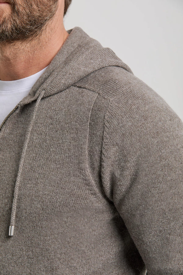 Pini Parma made in Italy men taupe knitted hoodie sweater