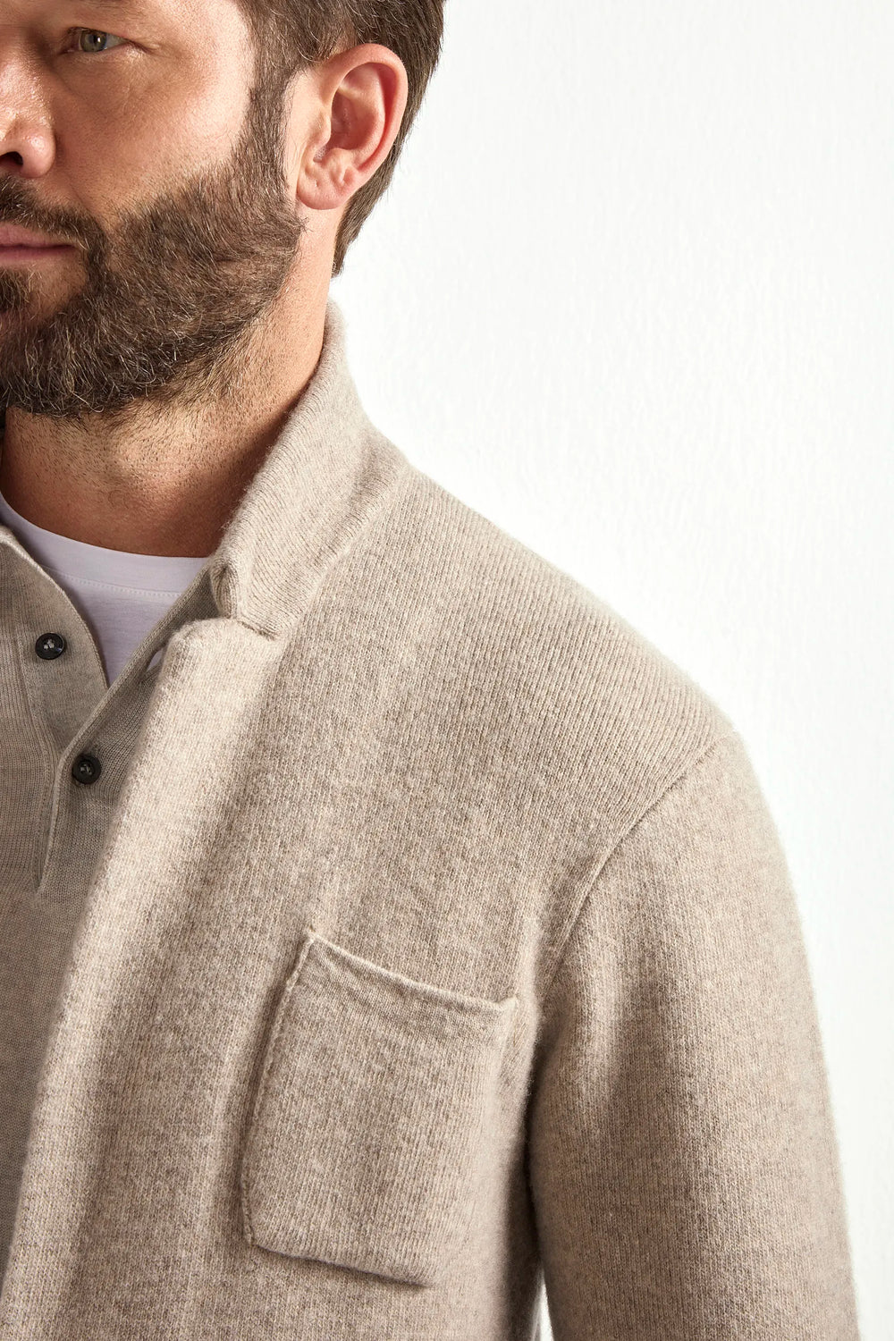 taupe knitted jacket, men's knitted jacket, italian wool cashmere jacket, taupe knit jacket, luxury men's jacket, elegant men's knitwear, refined knitted jacket, tailored taupe jacket, premium italian jacket, sophisticated men's knitwear, timeless italian jacket, upscale men's jacket, classic taupe knitwear, italian craftsmanship jacket, premium men's cashmere jacket, refined italian knit jacket