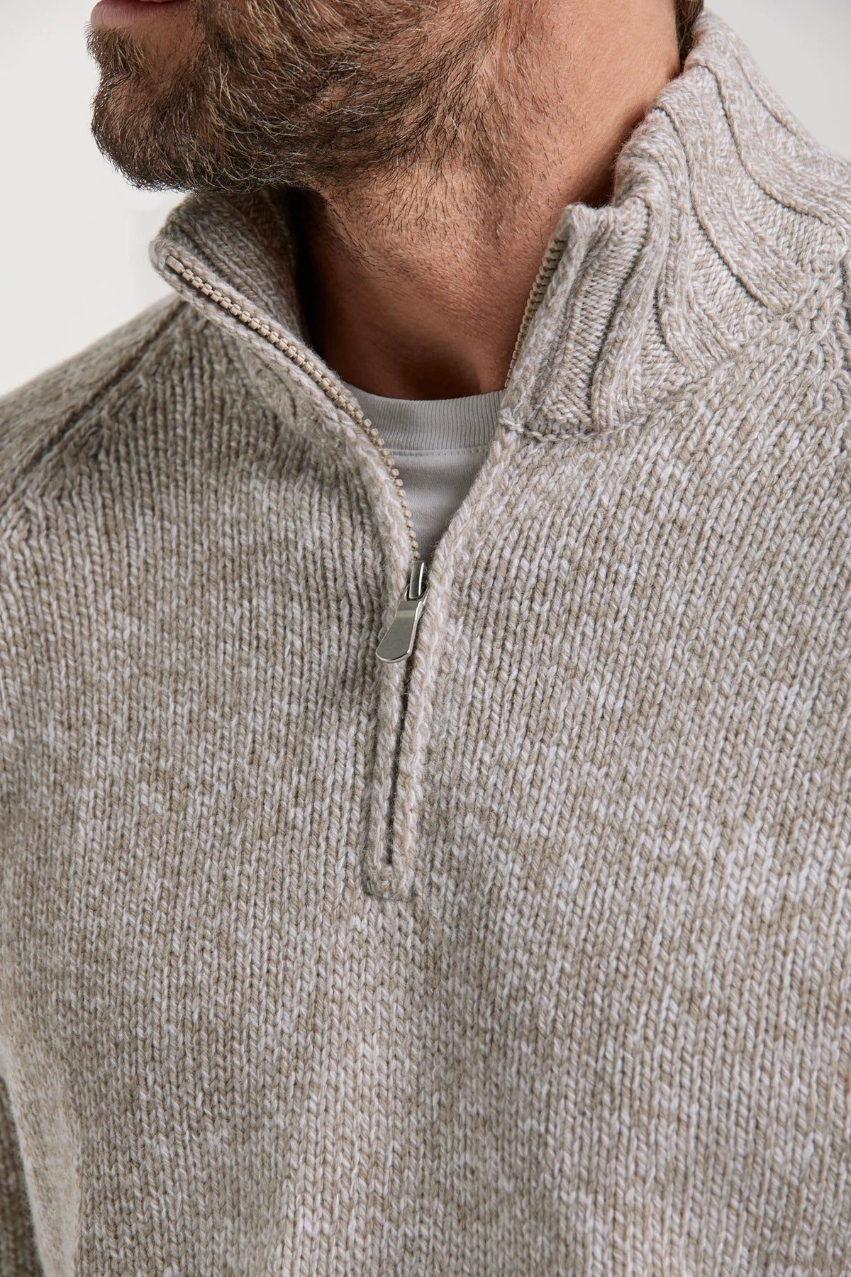 men pini parma taupe half zip sweater made in italy by gran sasso 