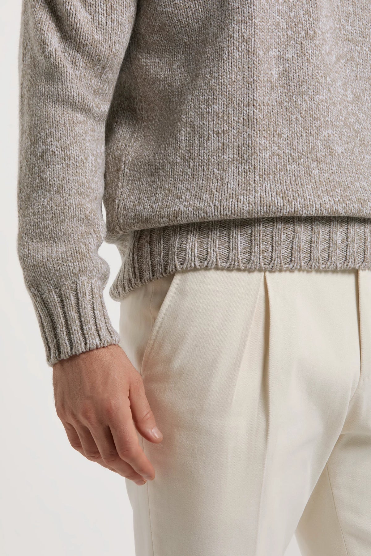 men pini parma taupe half zip sweater made in italy by gran sasso 