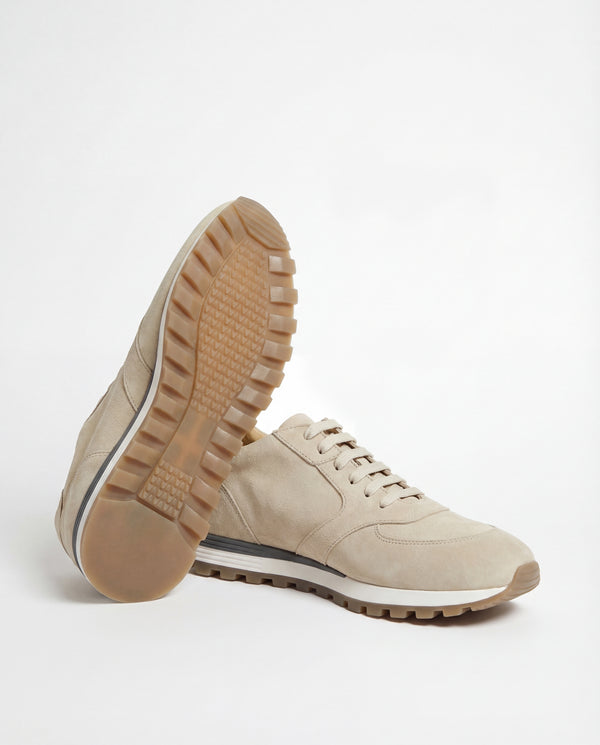 men Pini Parma taupe sneakers made in italy in nabuk suede 