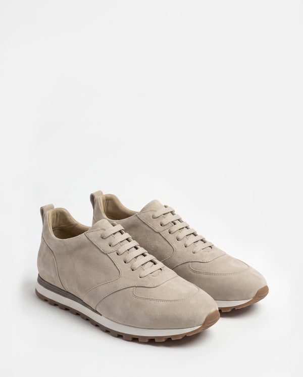 men Pini Parma taupe sneakers made in italy in nabuk suede 
