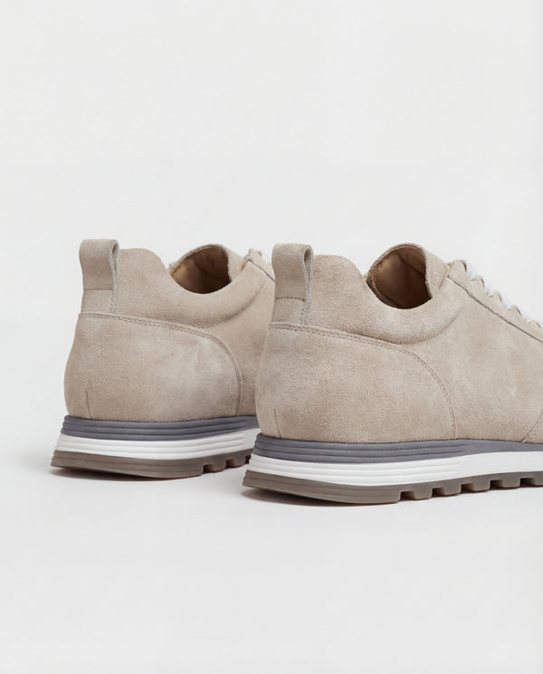 men Pini Parma taupe sneakers made in italy in nabuk suede 