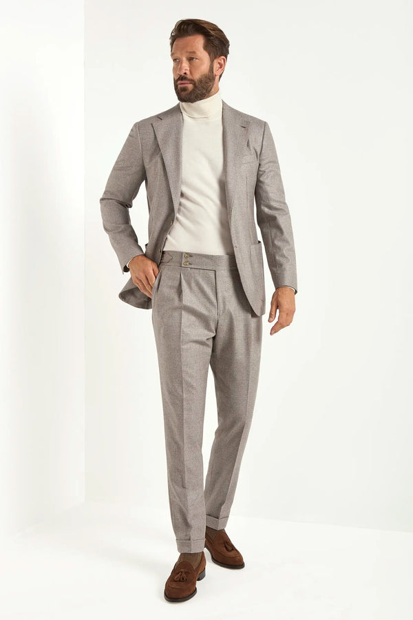 Taupe Prince of Wales suit - Made in Italy