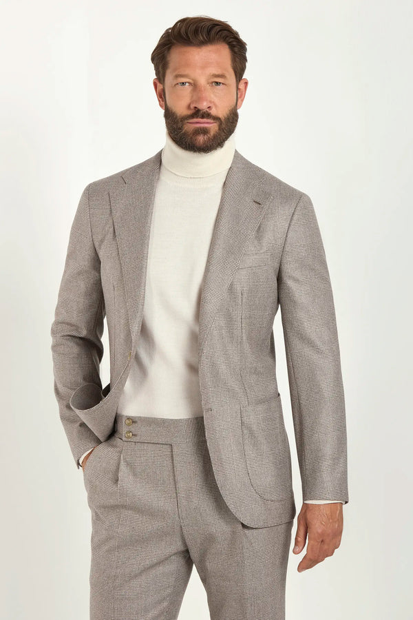 Taupe Prince of Wales suit - Made in Italy