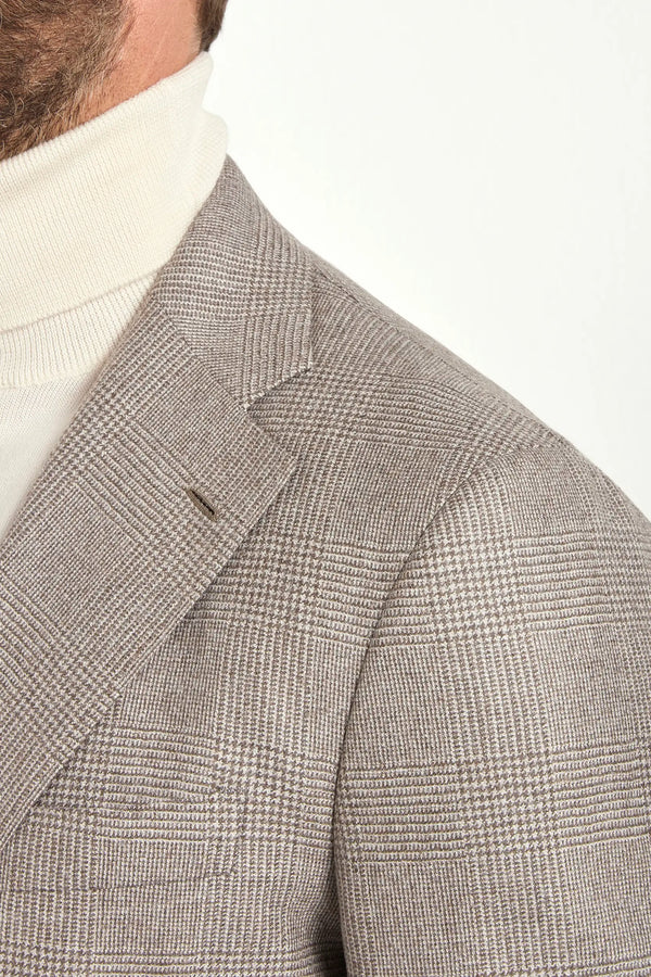 Taupe Prince of Wales suit - Made in Italy